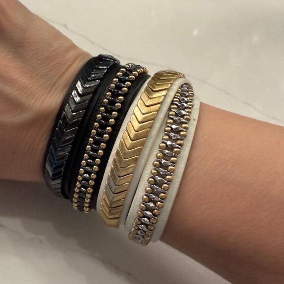 Stella & Dot Leather Wrap Bracelet (Set of 2) - Picture 1 of 7